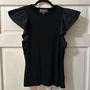 Anthropologie Sunday in Brooklyn black flutter sleeve top